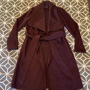NWOT Plum open front felt trench